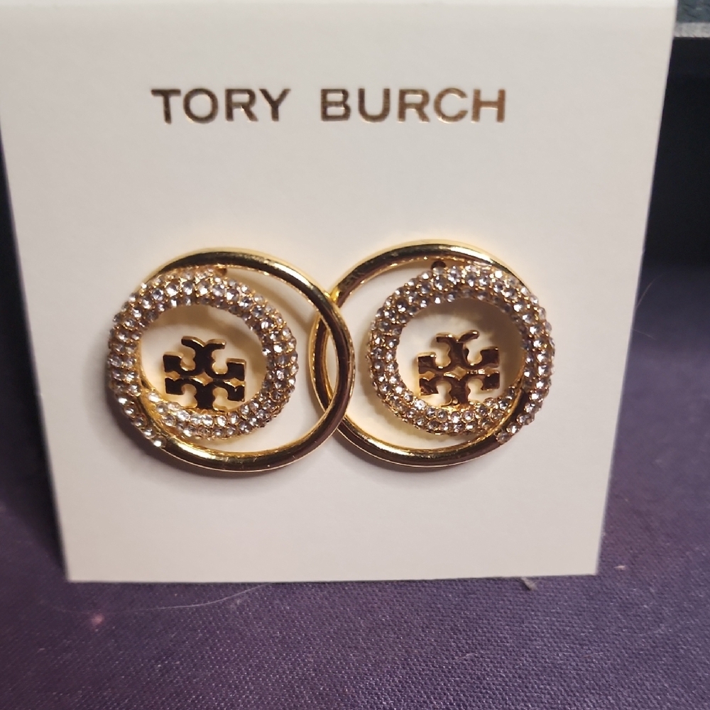 Tory Burch Gold and Silver Circle Earrings